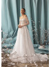 Off Shoulder Beaded Ivory Lace Tulle Wedding Dress